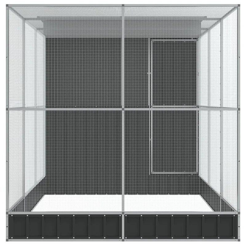 Volière cage à oiseaux avec extension argenté 416 x 203 x 216 cm acier Argent 02_0045653