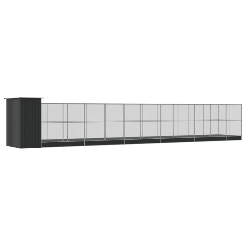 Volière cage à oiseaux avec extension argenté 1244 x 203 x 216 cm acier Argent 02_0045647