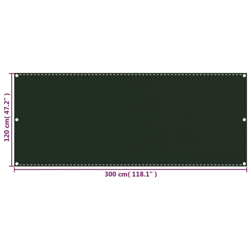 Écran de balcon brise pare vue protection confidentialité 120 x 300 cm PEHD vert foncé 02_0010430