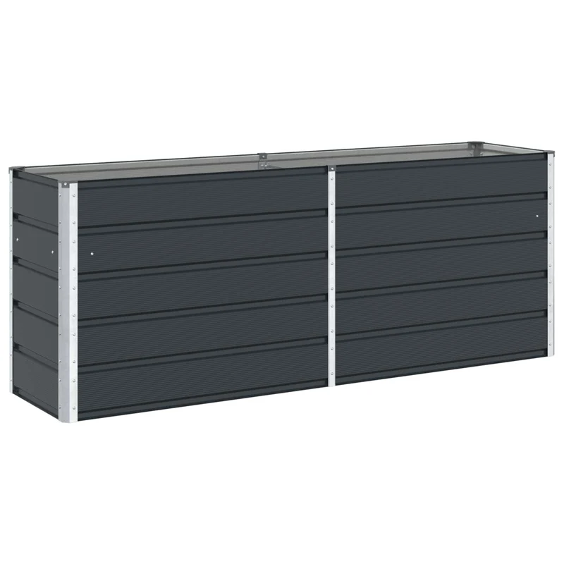 Jardinière design moderne extérieure 195 x 50 x 77 cm en acier galvanisé anthracite 02_0059236