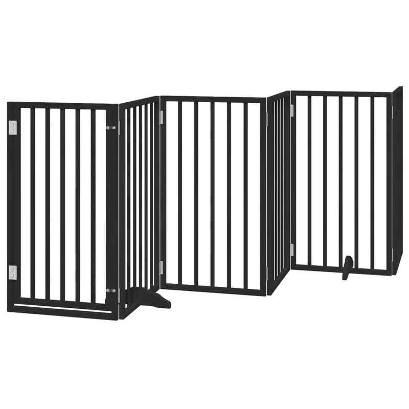 Barrière de sécurité pour chien animaux de compagnie porte pliable 15panneaux bois peuplier noir 02_0023214