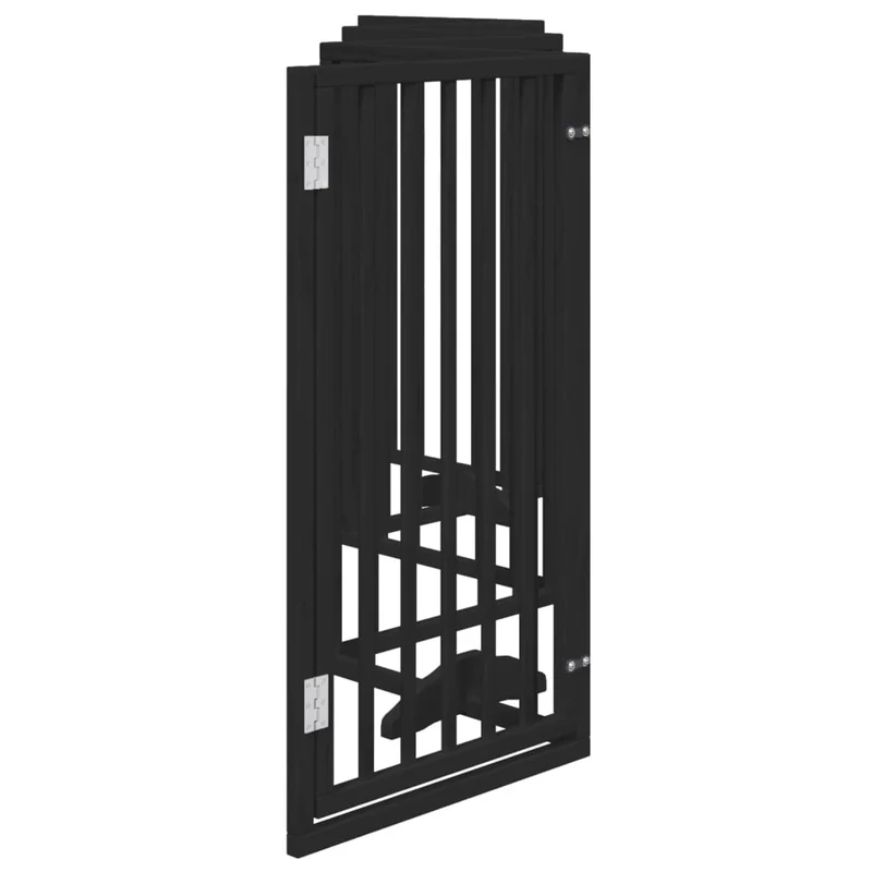 Barrière de sécurité pour chien animaux de compagnies et porte 6 panneaux bois de peuplier noir 02_0023363