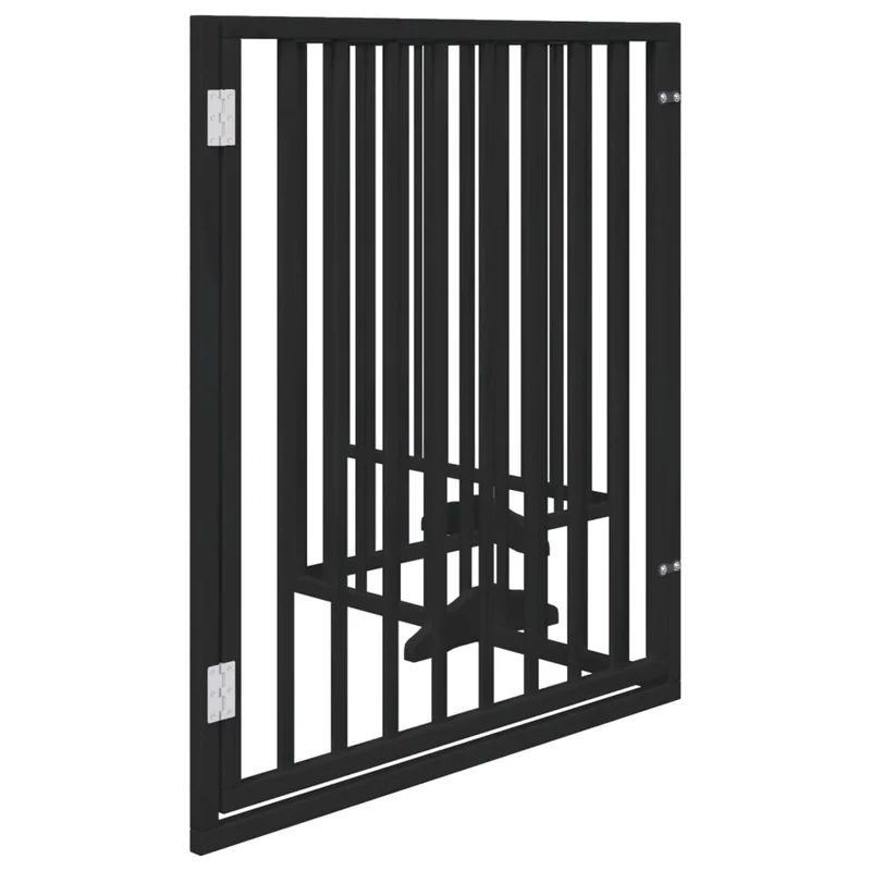 Barrière de sécurité pour chien animaux de compagnies et porte 4 panneaux bois de peuplier noir 02_0023353