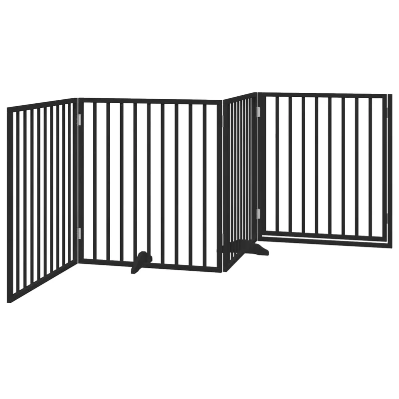 Barrière de sécurité pour chien animaux de compagnies et porte 4 panneaux bois de peuplier noir 02_0023353