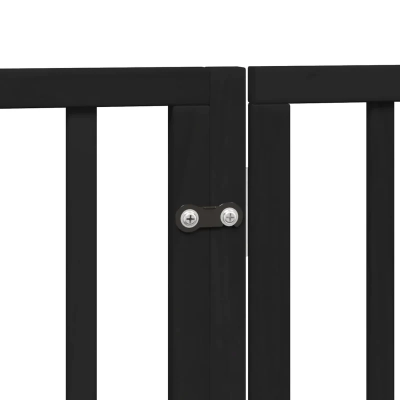 Barrière de sécurité pour chien animaux de compagnies et porte 4 panneaux bois de peuplier noir 02_0023353