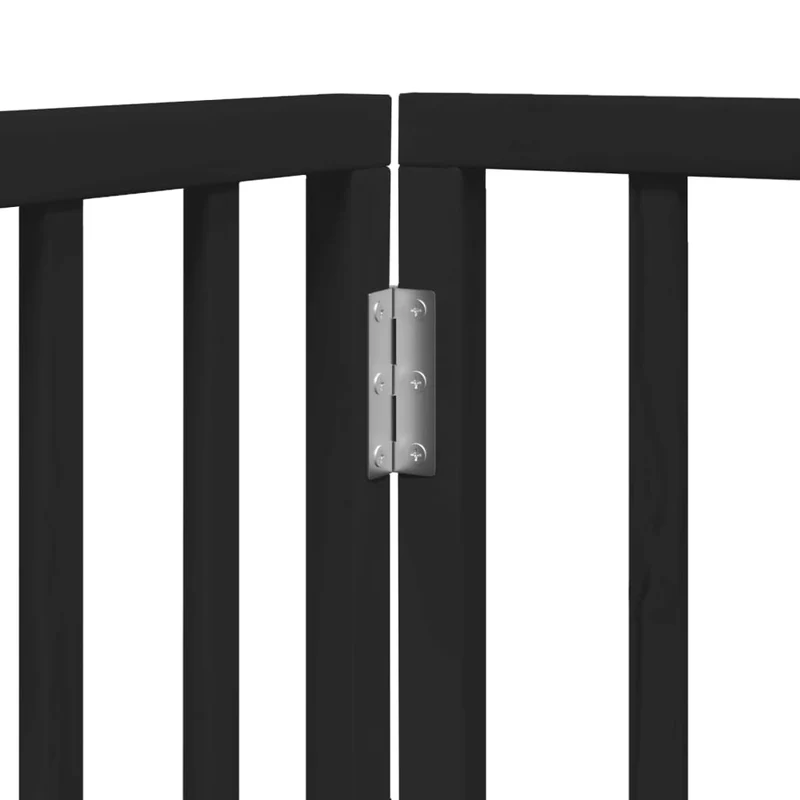 Barrière de sécurité pour chien animaux de compagnies et porte 4 panneaux bois de peuplier noir 02_0023353