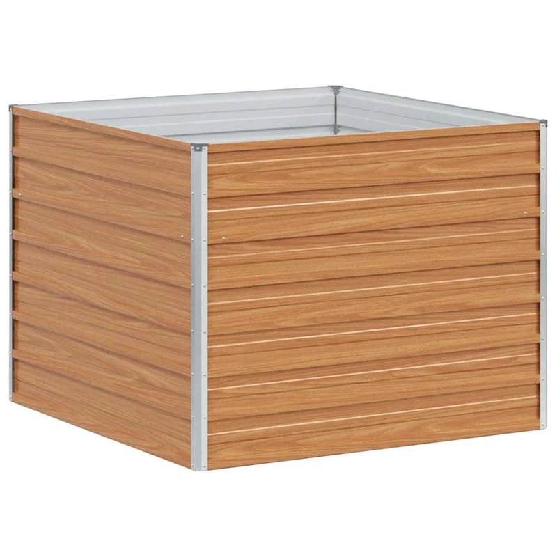 Jardinière surélevée en acier galvanisé design industriel chic 100 x 100 x 77 cm facile à entretenir en acier marron clair 02_0059010