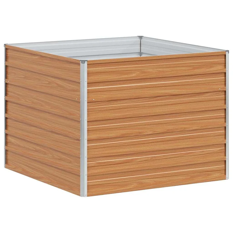 Jardinière surélevée en acier galvanisé design industriel chic 100 x 100 x 77 cm facile à entretenir en acier marron clair 02_0059010