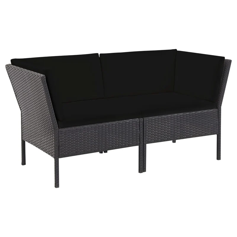 Salon de jardin meuble d'extérieur ensemble de mobilier 6 pièces avec coussins résine tressée noir 02_0016918