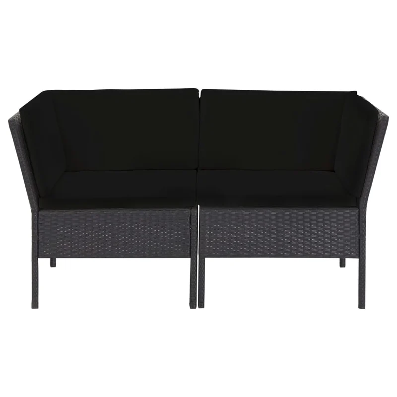 Salon de jardin meuble d'extérieur ensemble de mobilier 6 pièces avec coussins résine tressée noir 02_0016918