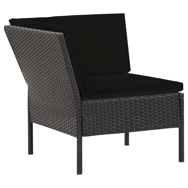 Salon de jardin meuble d'extérieur ensemble de mobilier 6 pièces avec coussins résine tressée noir 02_0016918