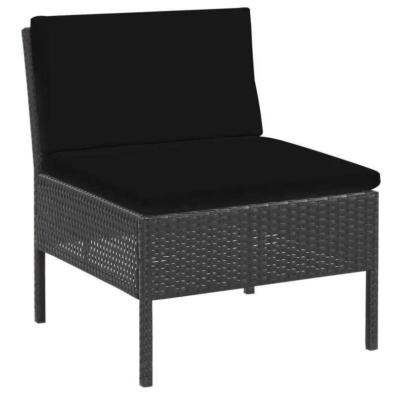 Salon de jardin meuble d'extérieur ensemble de mobilier 6 pièces avec coussins résine tressée noir 02_0016918