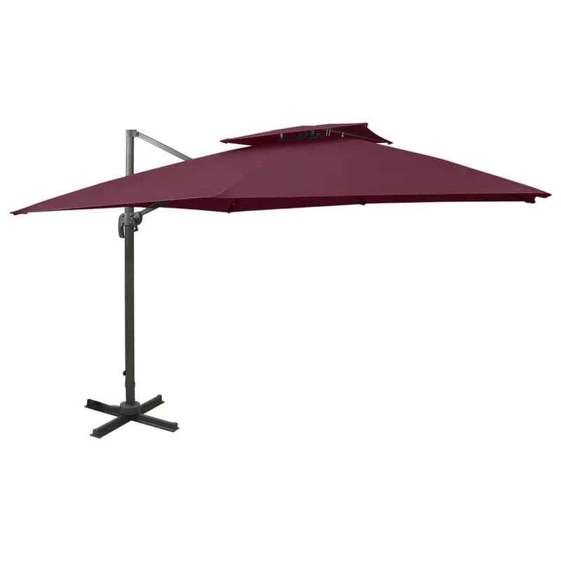Parasol déporté à double toit 300 x 300 cm rouge bordeaux 02_0008559