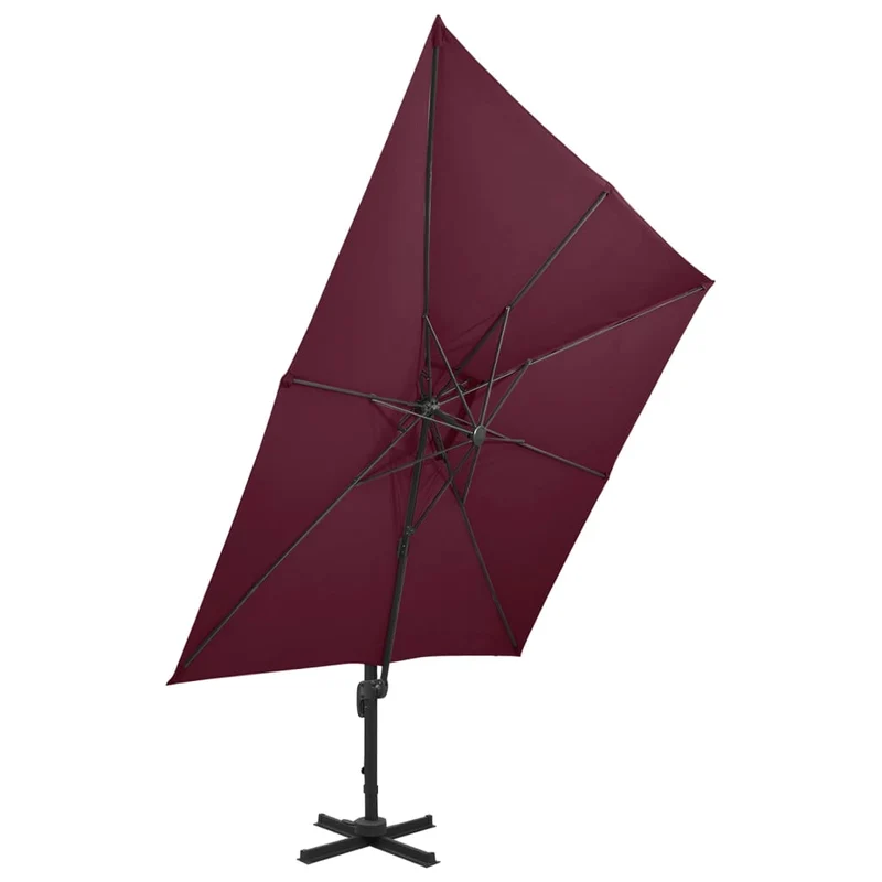 Parasol déporté à double toit 300 x 300 cm rouge bordeaux 02_0008559