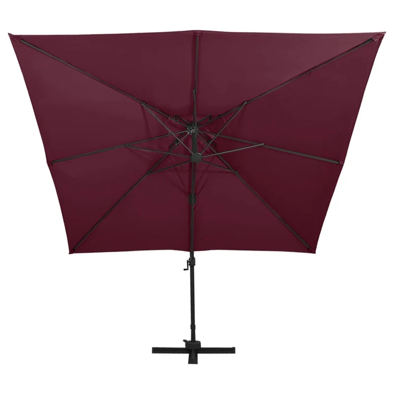 Parasol déporté à double toit 300 x 300 cm rouge bordeaux 02_0008559