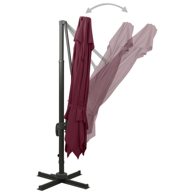 Parasol déporté à double toit 300 x 300 cm rouge bordeaux 02_0008559