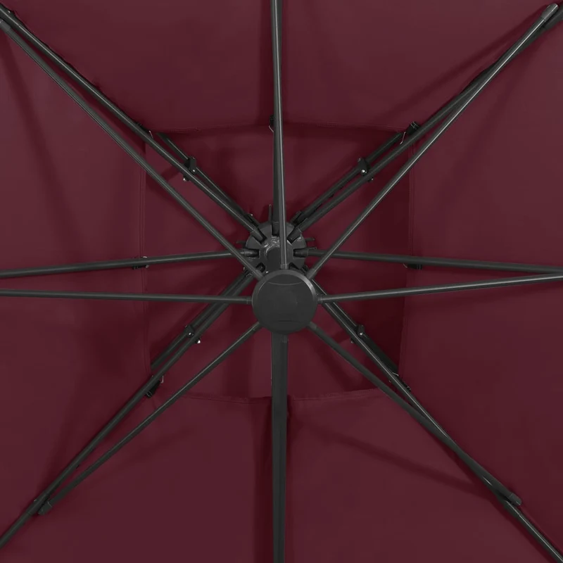 Parasol déporté à double toit 300 x 300 cm rouge bordeaux 02_0008559