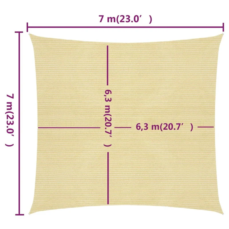 Voile d'ombrage 160 g/m² beige 7 x 7 m pehd 02_0008996