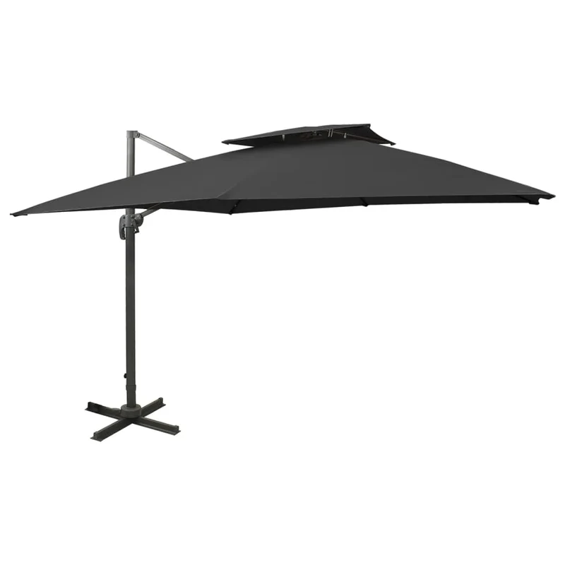 Parasol déporté à double toit 300 x 300 cm noir 02_0008558