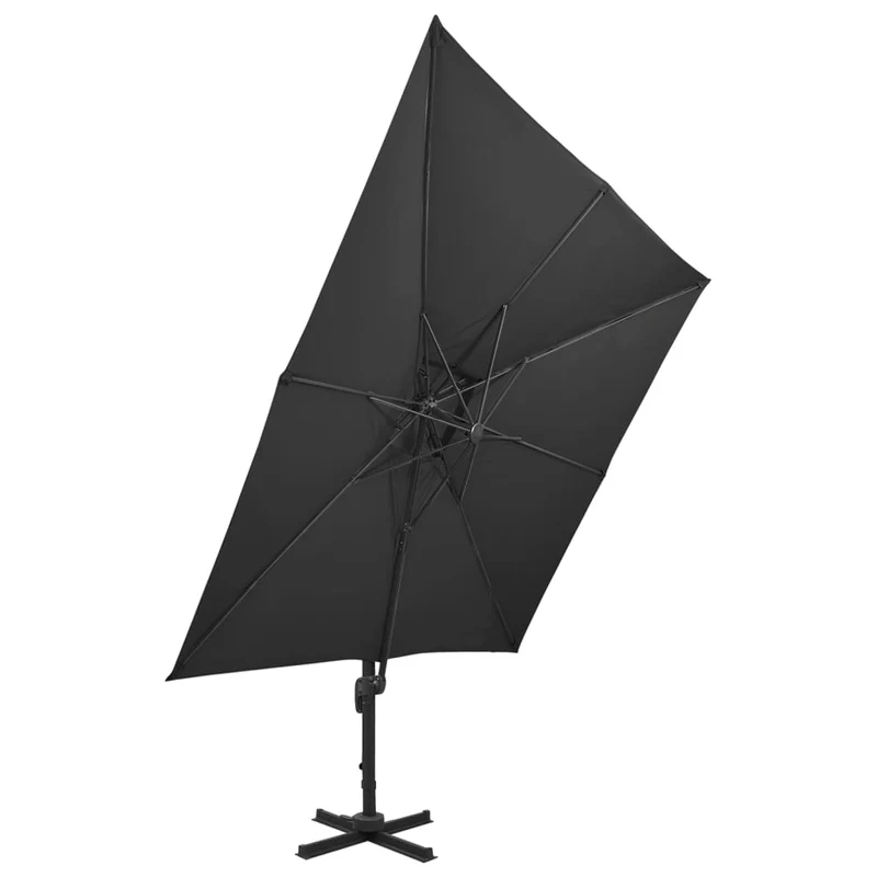 Parasol déporté à double toit 300 x 300 cm noir 02_0008558