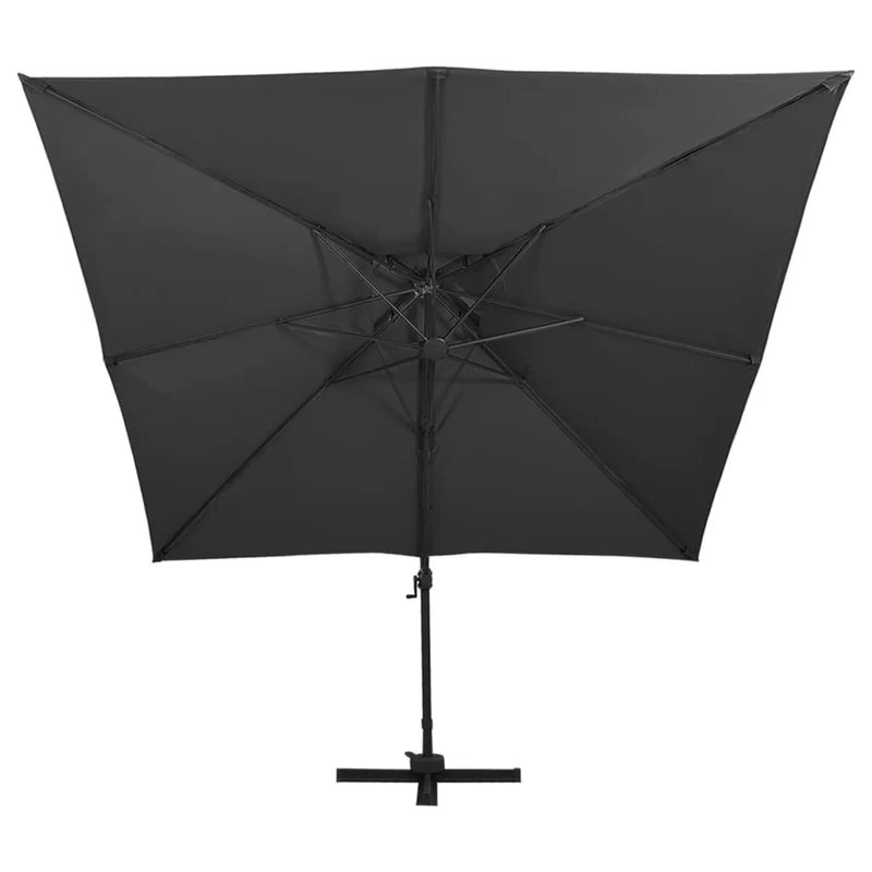 Parasol déporté à double toit 300 x 300 cm noir 02_0008558