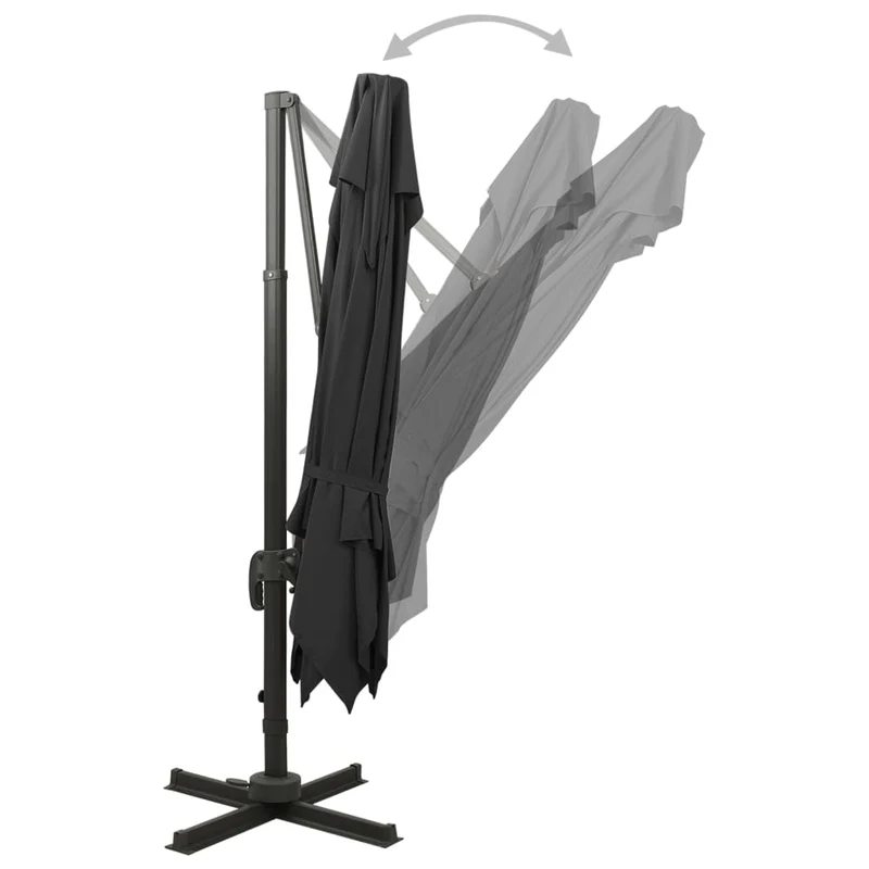 Parasol déporté à double toit 300 x 300 cm noir 02_0008558