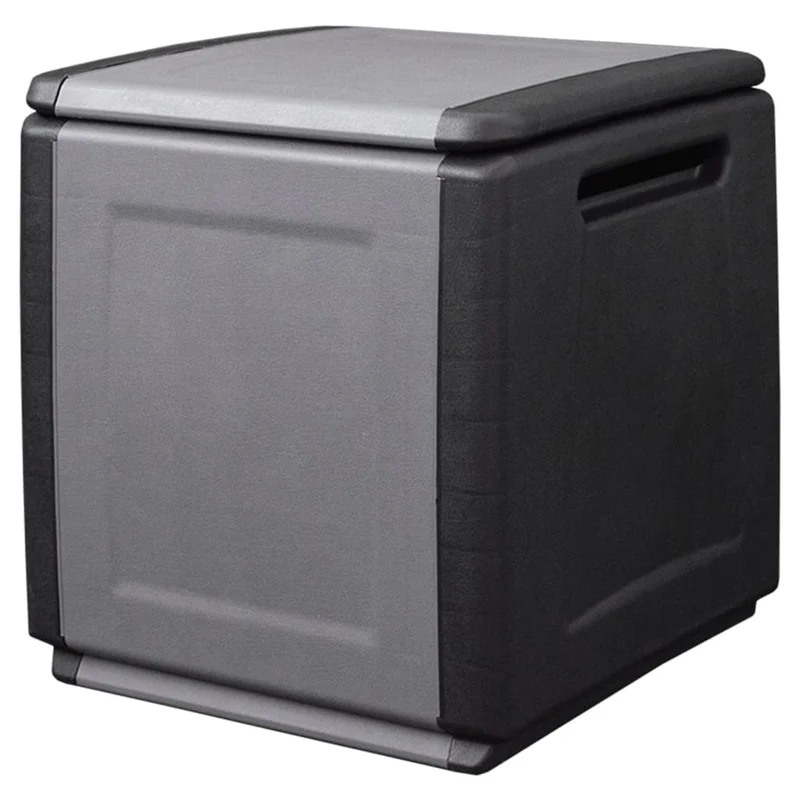 Coffre boîte meuble de jardin rangement 54 x 53 x 57 cm 130 litres gris foncé noir 02_0013038