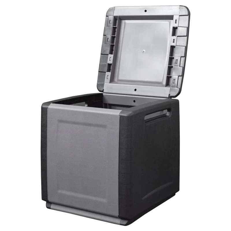 Coffre boîte meuble de jardin rangement 54 x 53 x 57 cm 130 litres gris foncé noir 02_0013038