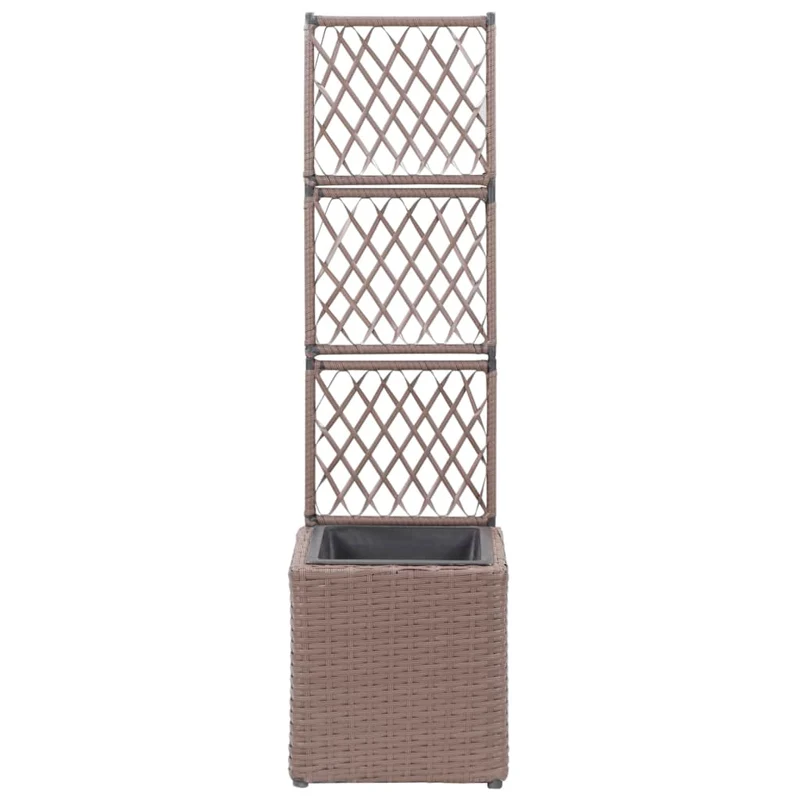 Jardinière lit surélevé plantes fleurs jardin treillis 1 pot 30 x 30 x 107 cm résine tressée marron 02_0001270