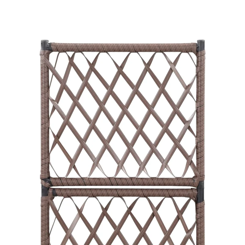 Jardinière lit surélevé plantes fleurs jardin treillis 1 pot 30 x 30 x 107 cm résine tressée marron 02_0001270
