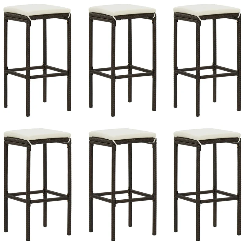Ensemble de bar de jardin avec coussins 7 pièces marron 02_0013467