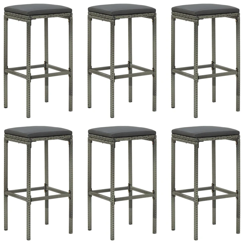 Ensemble de bar de jardin avec coussins 7 pièces gris 02_0013465