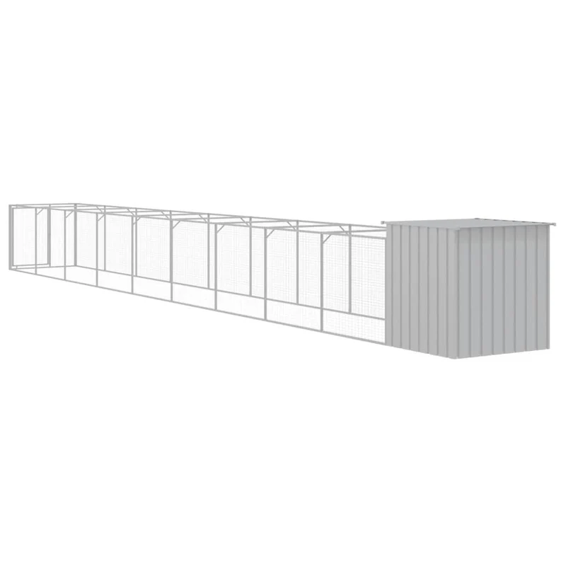 Niche pour chien avec cour clair 110 x 1017 x 110 cm gris 02_0043488