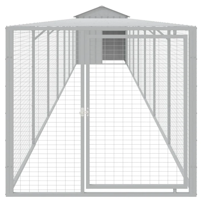 Poulailler enclos cage poules avec cour clair 117 x 813 x 123 cm acier galvanisé gris 02_0043961