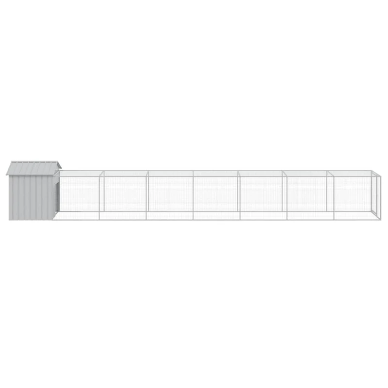 Poulailler enclos cage poules avec cour clair 117 x 813 x 123 cm acier galvanisé gris 02_0043961