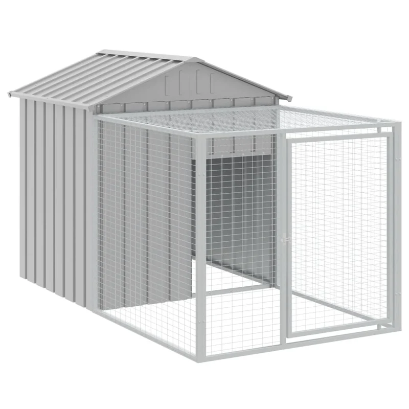 Poulailler enclos cage poules avec cour clair 117 x 813 x 123 cm acier galvanisé gris 02_0043961