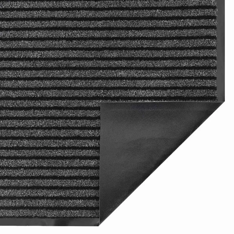 Tapis d'entrée rectangulaire moderne 60 x 90 cm design minimaliste base antidérapante en polypropylène noir 02_0058138