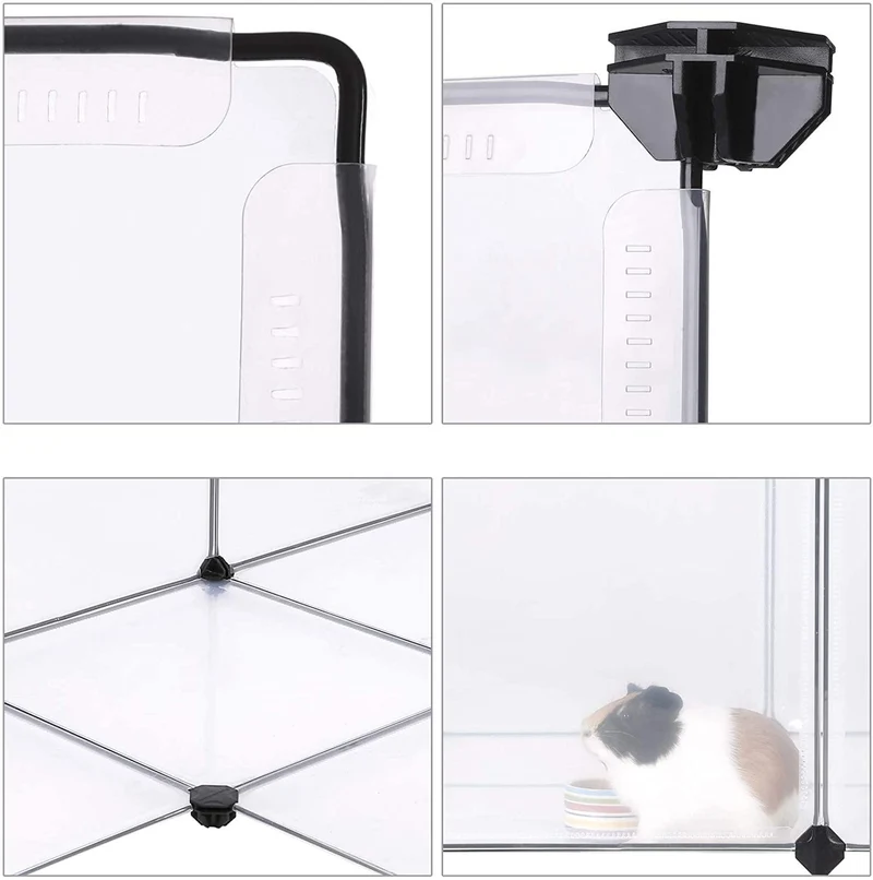 Enclos petits animaux fond cage modulable 143 x 73 x 46 cm cochon d'inde hamster lapin rongeur petits animaux domestiques panneaux transparents 12_0000479