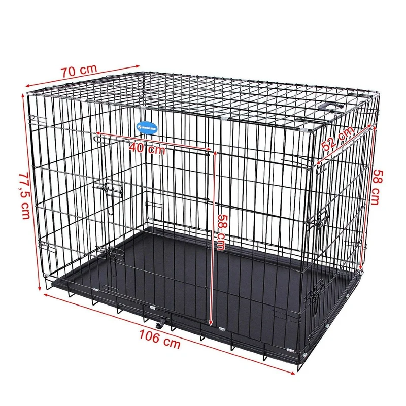 Cage pour chien pliable et transportable noir taille XL 106 x 70 x 77.5 cm 3712015