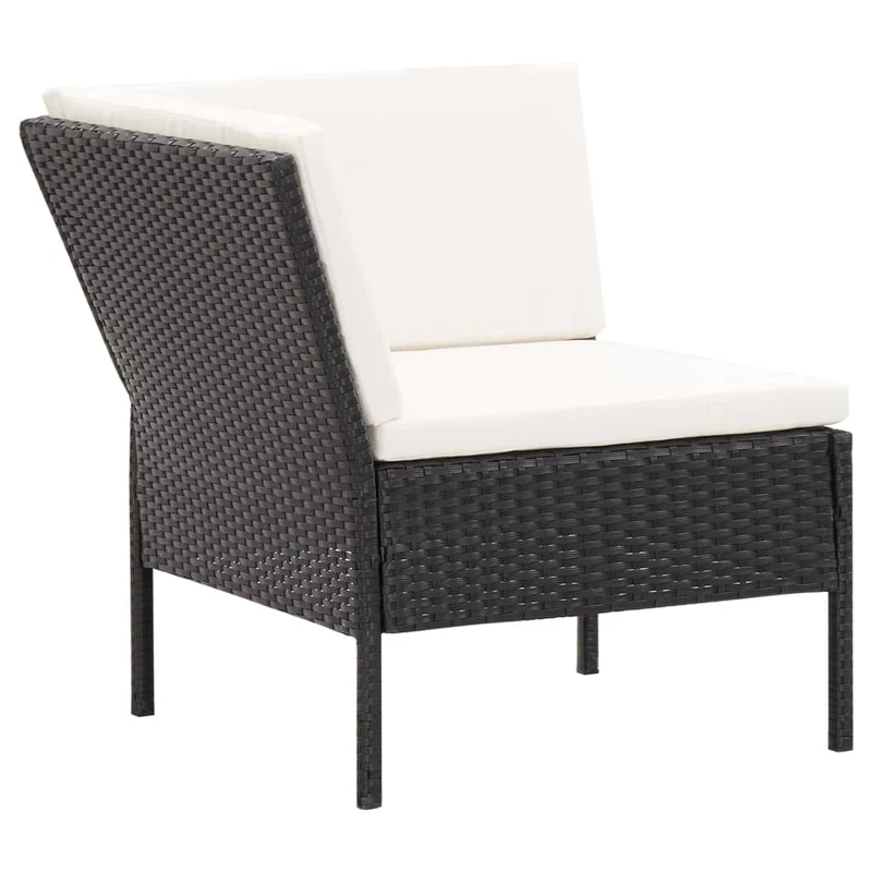 Salon de jardin meuble d'extérieur ensemble de mobilier 6 pièces avec coussins résine tressée noir 02_0016915