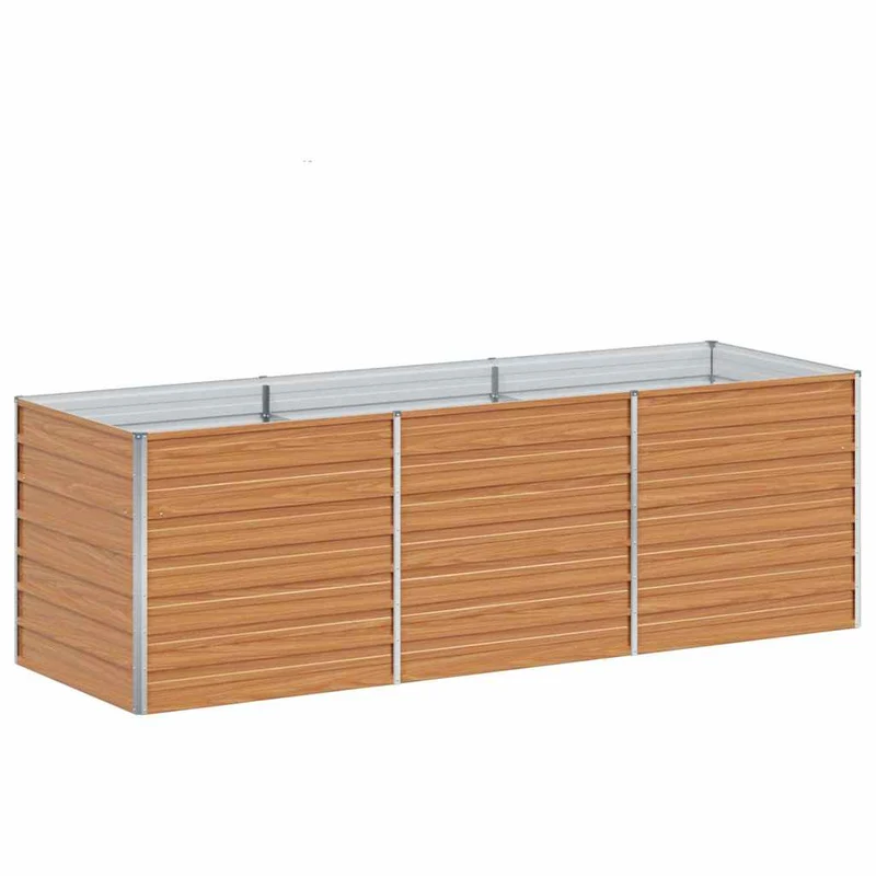 Lot de 1 jardinière surélevée industrielle 240 x 80 x 77 cm design chic extérieur en acier galvanisé marron clair 02_0059023