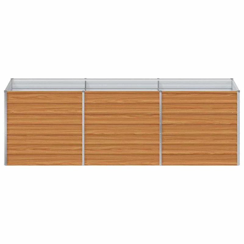 Lot de 1 jardinière surélevée industrielle 240 x 80 x 77 cm design chic extérieur en acier galvanisé marron clair 02_0059023