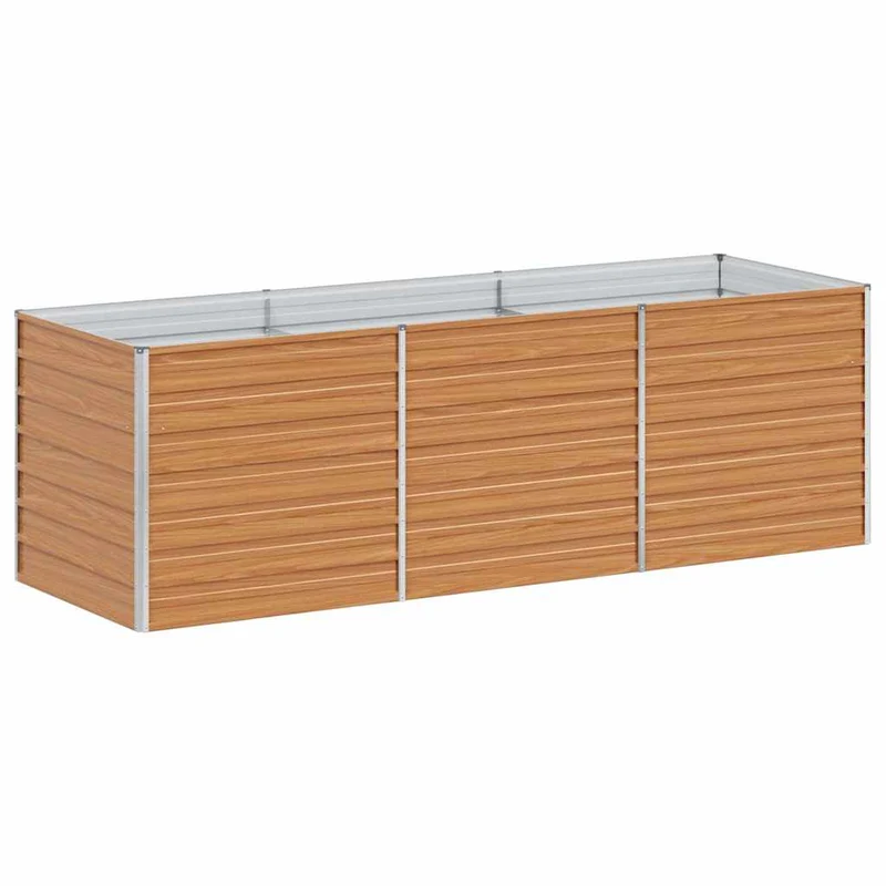 Lot de 1 jardinière surélevée industrielle 240 x 80 x 77 cm design chic extérieur en acier galvanisé marron clair 02_0059023