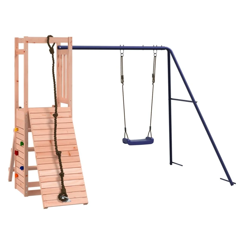 Aire de jeux d'extérieur balançoires toboggan portiques robuste jeux jardin 232 x 184 x 169 cm bois massif de douglas 02_0004709