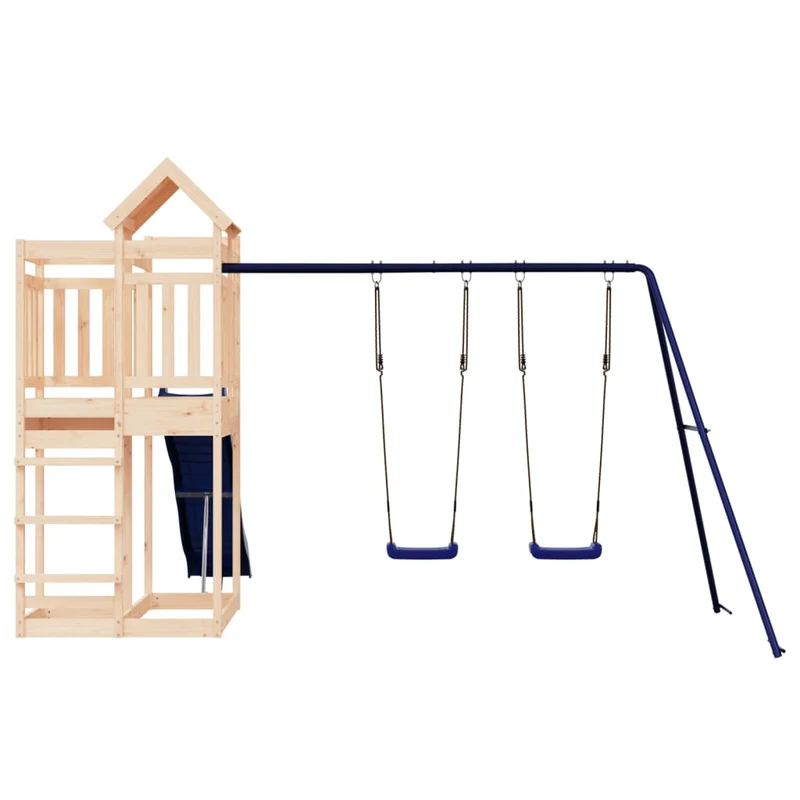 Aire de jeux d'extérieur balançoires toboggan portiques robuste jeux jardin 362 x 373 x 238 cm bois de pin massif 02_0004664
