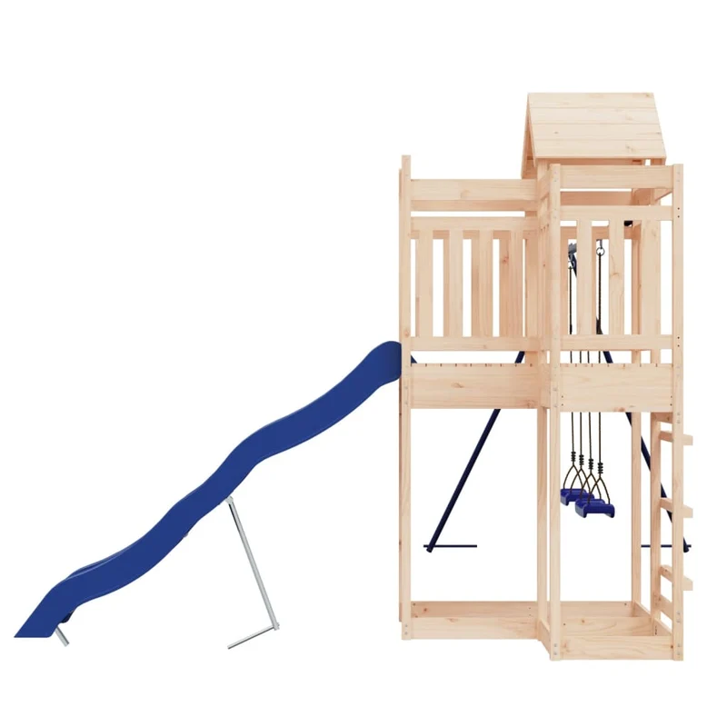Aire de jeux d'extérieur balançoires toboggan portiques robuste jeux jardin 362 x 373 x 238 cm bois de pin massif 02_0004664