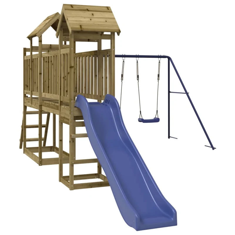 Aire de jeux d'extérieur balançoires toboggan portiques robuste jeux jardin 313 x 525 x 214 cm bois de pin imprégné 02_0004655