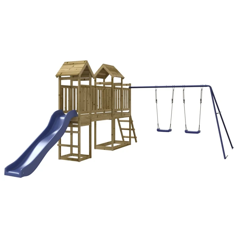 Aire de jeux d'extérieur balançoires toboggan portiques robuste jeux jardin 313 x 525 x 214 cm bois de pin imprégné 02_0004655