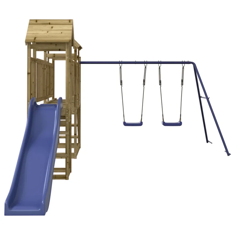 Aire de jeux d'extérieur balançoires toboggan portiques robuste jeux jardin 313 x 525 x 214 cm bois de pin imprégné 02_0004655