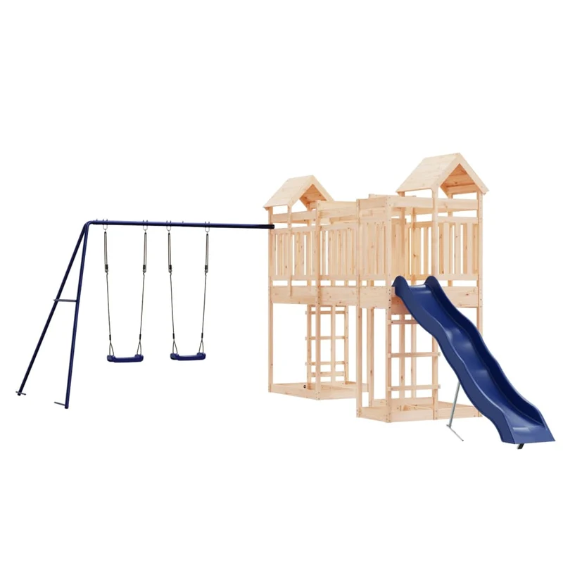 Aire de jeux d'extérieur balançoires toboggan portiques robuste jeux jardin 362 x 585 x 238 cm bois de pin massif 02_0004781